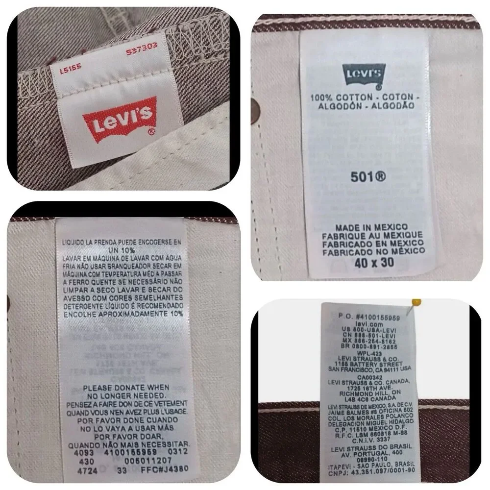 Vintage Levi's 501 XX Classic Buttonfly Rust Burgandy Jeans Men's Size 40x30 Y2K